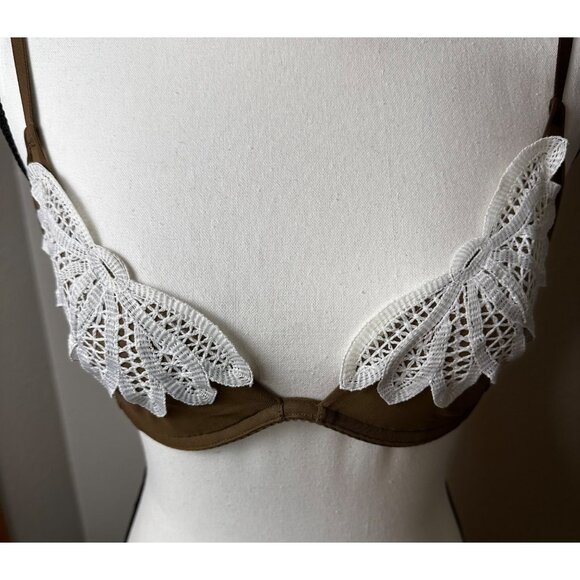 Victorias Secret Very Sexy Brown & White Mermaid Crochet Lace Bra Size 34C NWT - Picture 7 of 8